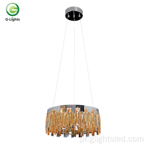 Luxuoso lustre led redondo de cristal K9 de 3000k